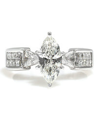 Marquise Diamond Solitaire Engagement Ring with Trilliant and Princess Accents