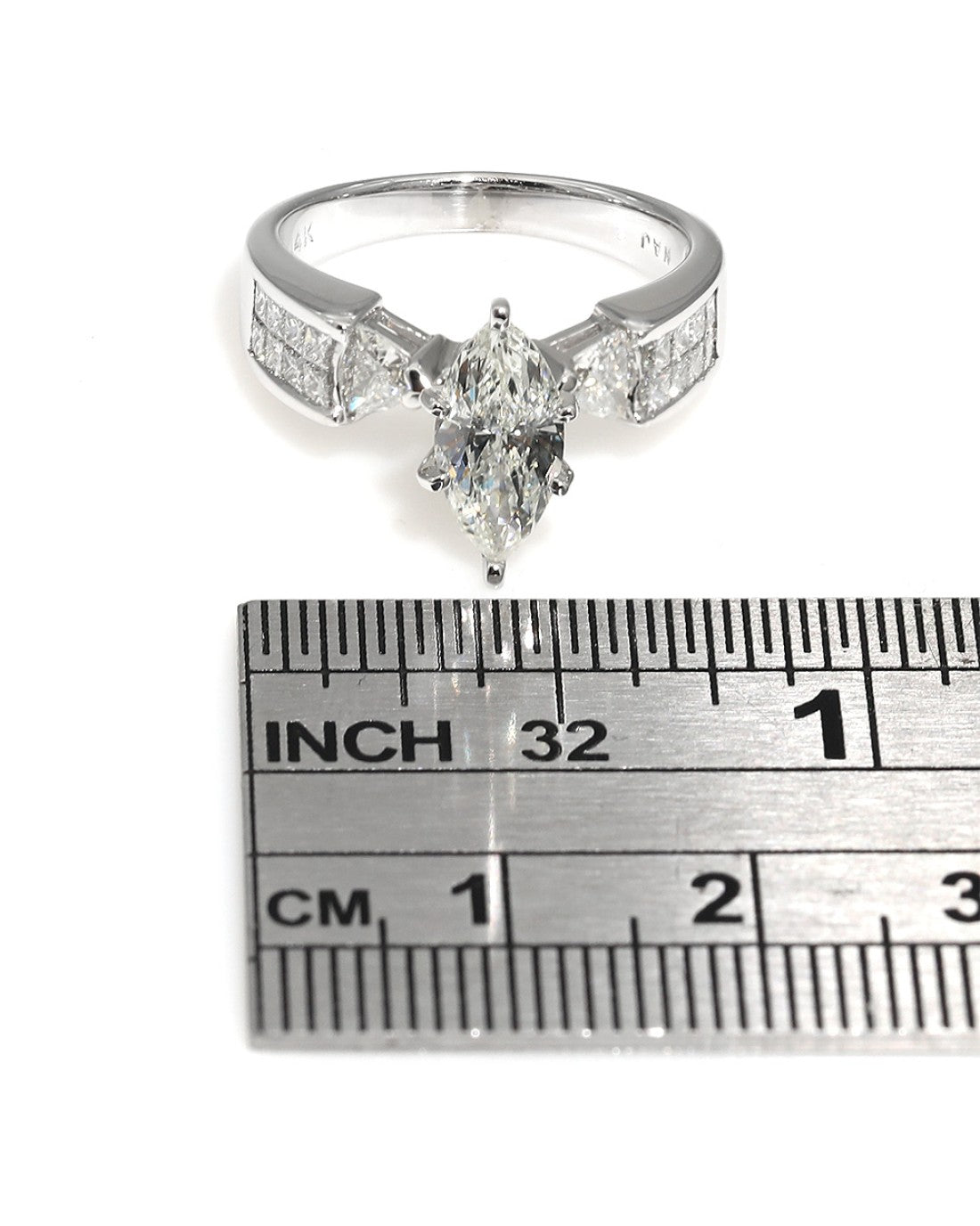 Marquise Diamond Solitaire Engagement Ring with Trilliant and Princess Accents