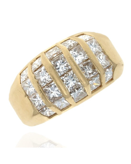 3.00ctw Five Row Illusion Set Diamond Band/ Ring in 18K Yellow Gold SZ 5.75
