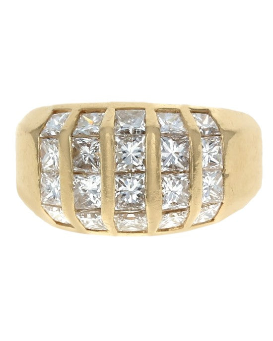 3.00ctw Five Row Illusion Set Diamond Band/ Ring in 18K Yellow Gold SZ 5.75