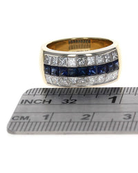 0.90ctw Sapphire and 1.98ctw Diamond Channel set Band/ Ring in 18KY Gold SZ 6.25