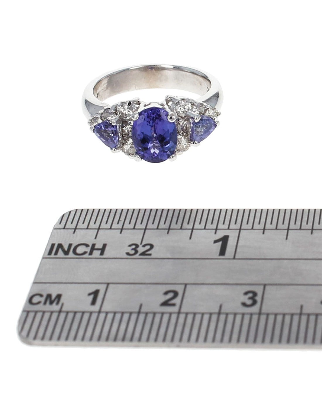 Oval and Trilliant Tanzanite and Diamond Ring