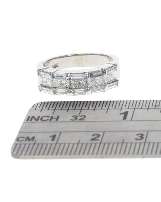 3 Row Princess and Baguette Diamond Band