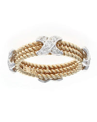 3 Row Rope Motif Diamond X Band