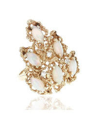 Opal and Diamond Pear Shape Ring