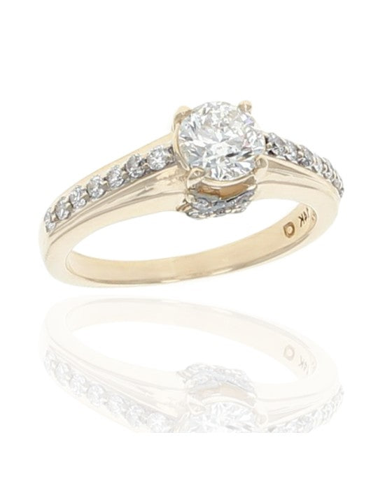 Round Diamond Engagement Ring with Side Diamond Accents
