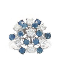 Sapphire and Diamond Cluster Ring