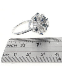 Sapphire and Diamond Cluster Ring