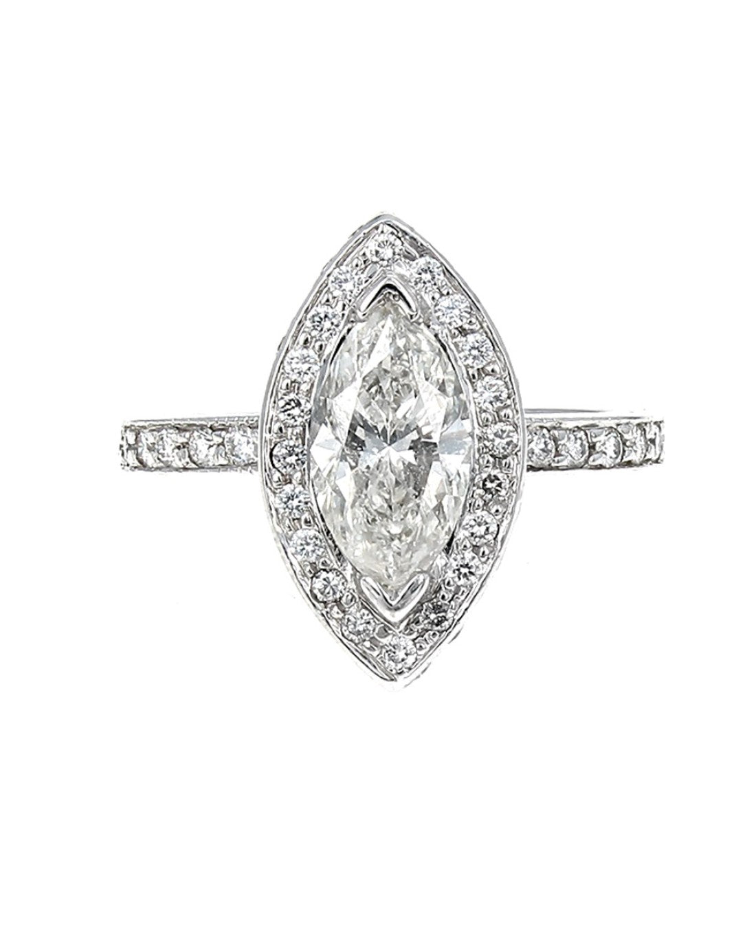 Marquise Diamond Solitaire Ring in 14KW