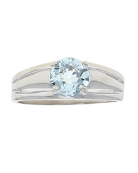 Aquamarine Solitaire Tapered Ring