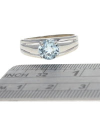 Aquamarine Solitaire Tapered Ring