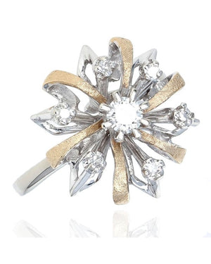 Diamond Cluster Ring in White and Yellow Gold