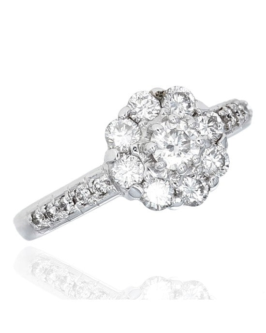 Diamond Halo Flower Ring