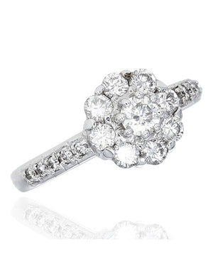 Diamond Halo Flower Ring