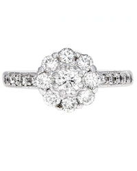 Diamond Halo Flower Ring