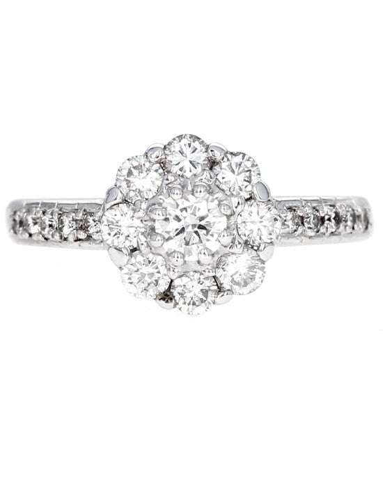 Diamond Halo Flower Ring
