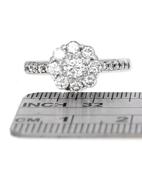 Diamond Halo Flower Ring
