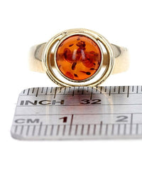 Amber Cabochon Orbit Ring