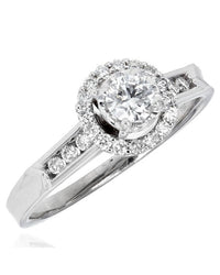 Diamond Halo Engagement Ring in White Gold