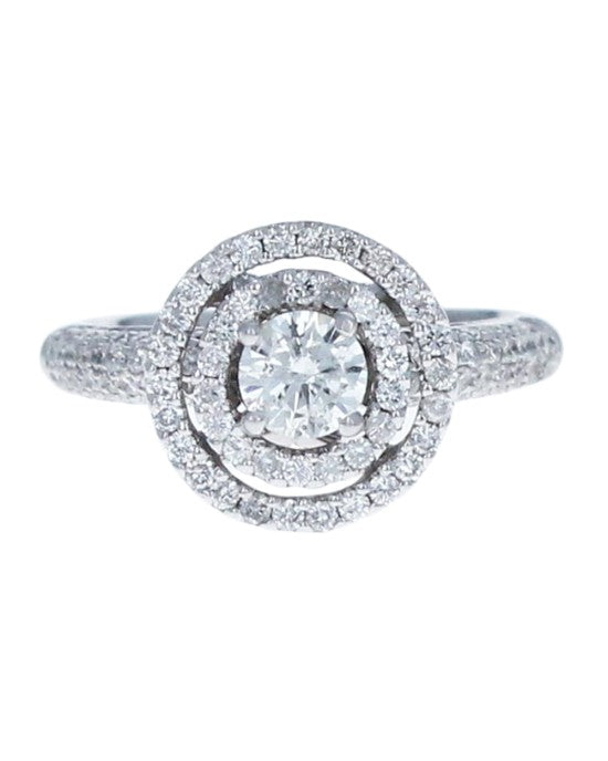 Double Halo Diamond Ring in White Gold