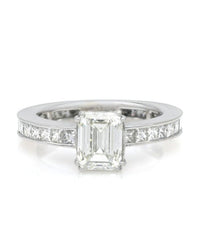 GIA Certified Emerald Cut Diamond Solitaire Ring in 18KW
