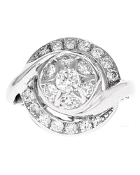 Diamond Halo Bypass Swirl Ring