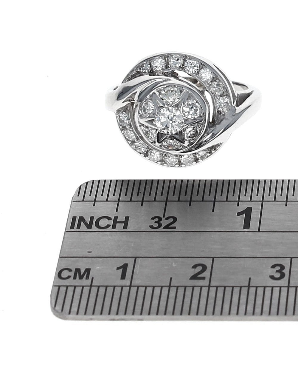 Diamond Halo Bypass Swirl Ring