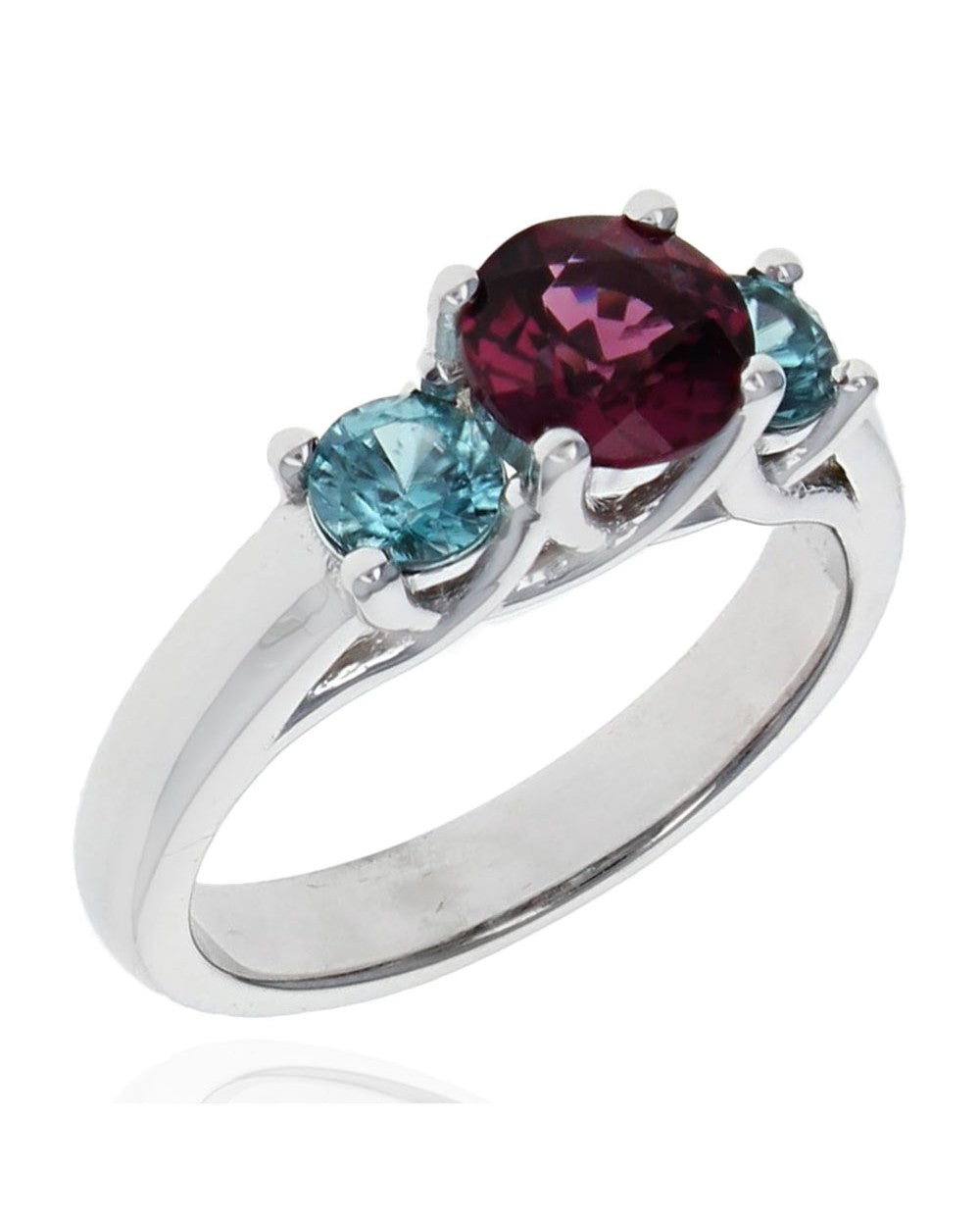 3 Stone Garnet and Zircon Ring