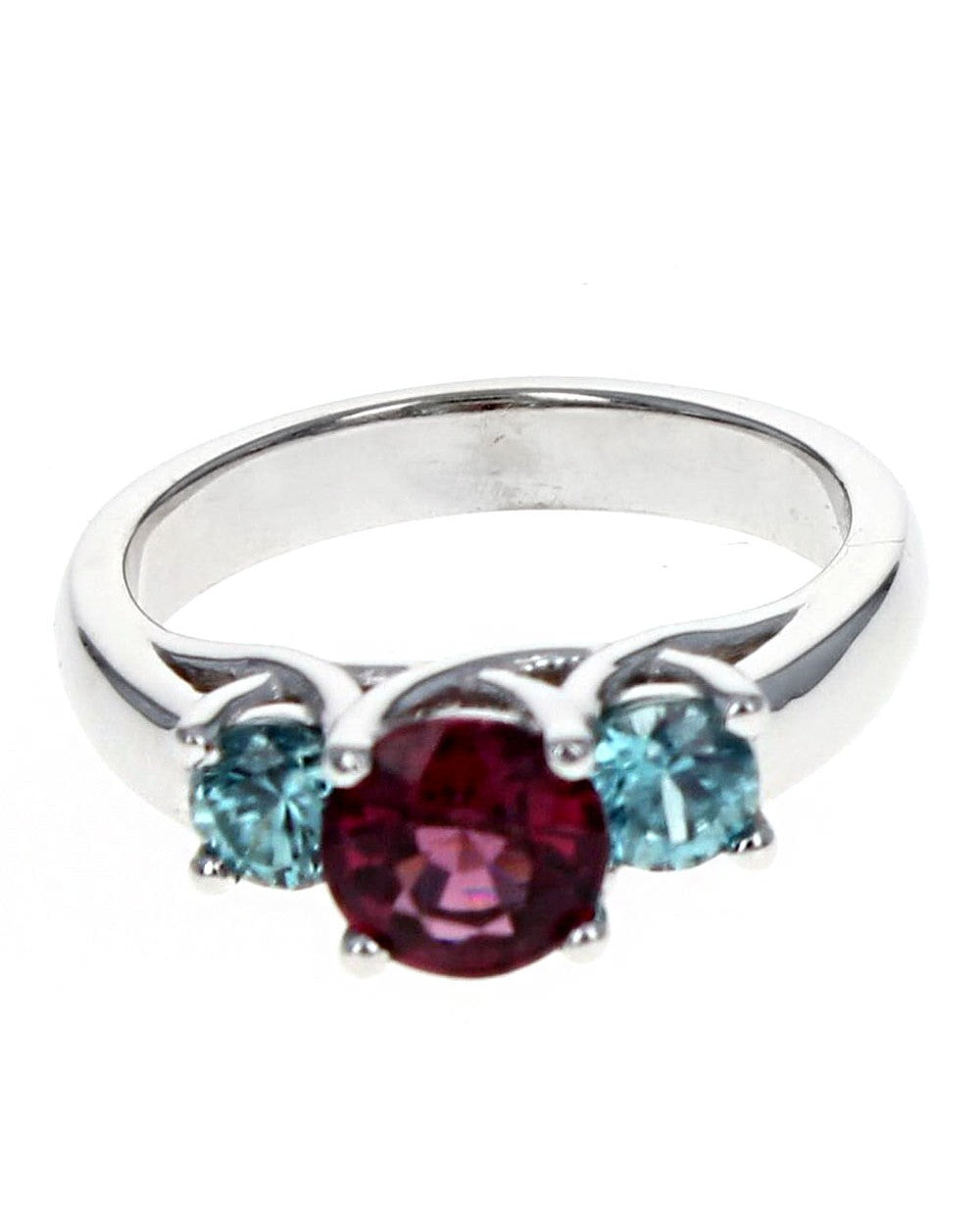 3 Stone Garnet and Zircon Ring