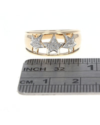 Diamond Cut Out Three Star Band Ring