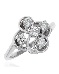 Diamond Clover Shaped Ring in Gold
