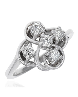 Diamond Clover Shaped Ring in Gold