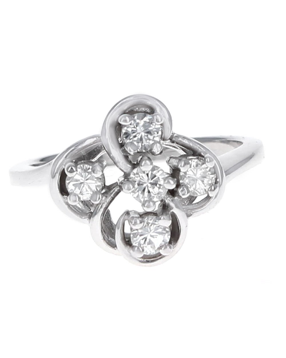 Diamond Clover Shaped Ring in Gold