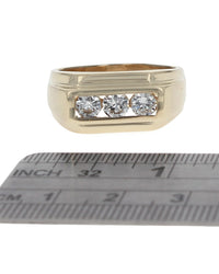 Gentlemans Diamond 3 Stone Tapered Band