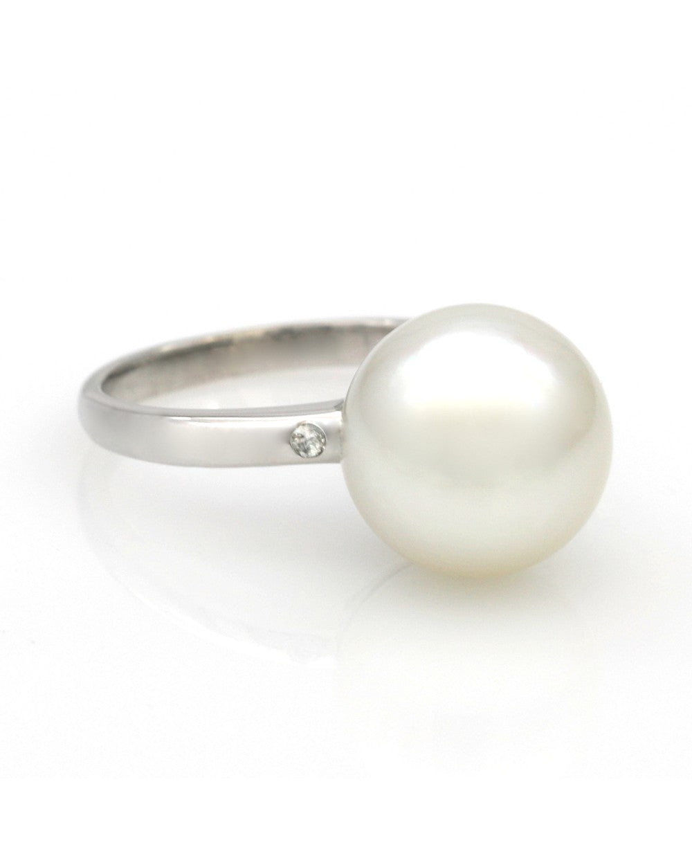 White South Sea Pearl and Diamond Accent Ring