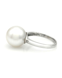 White South Sea Pearl and Diamond Accent Ring
