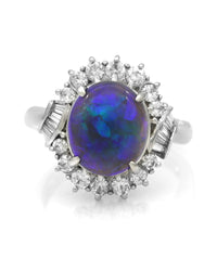 Black Opal and Diamond Fashion Ring