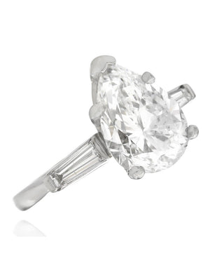 GIA Certified Pear Cut Diamond Solitaire Ring in Platinum