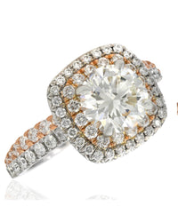 GIA Certified Round Brilliant Cut Diamond Engagement Ring Set in 18KW/R
