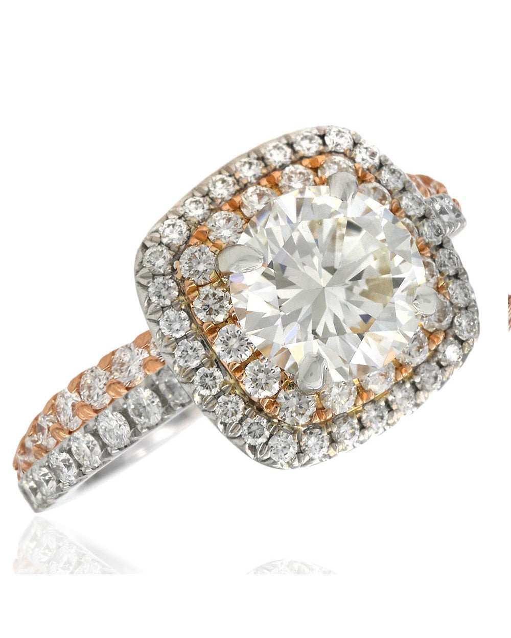 GIA Certified Round Brilliant Cut Diamond Engagement Ring Set in 18KW/R