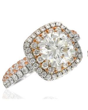 GIA Certified Round Brilliant Cut Diamond Engagement Ring Set in 18KW/R
