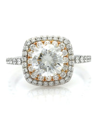 GIA Certified Round Brilliant Cut Diamond Engagement Ring Set in 18KW/R