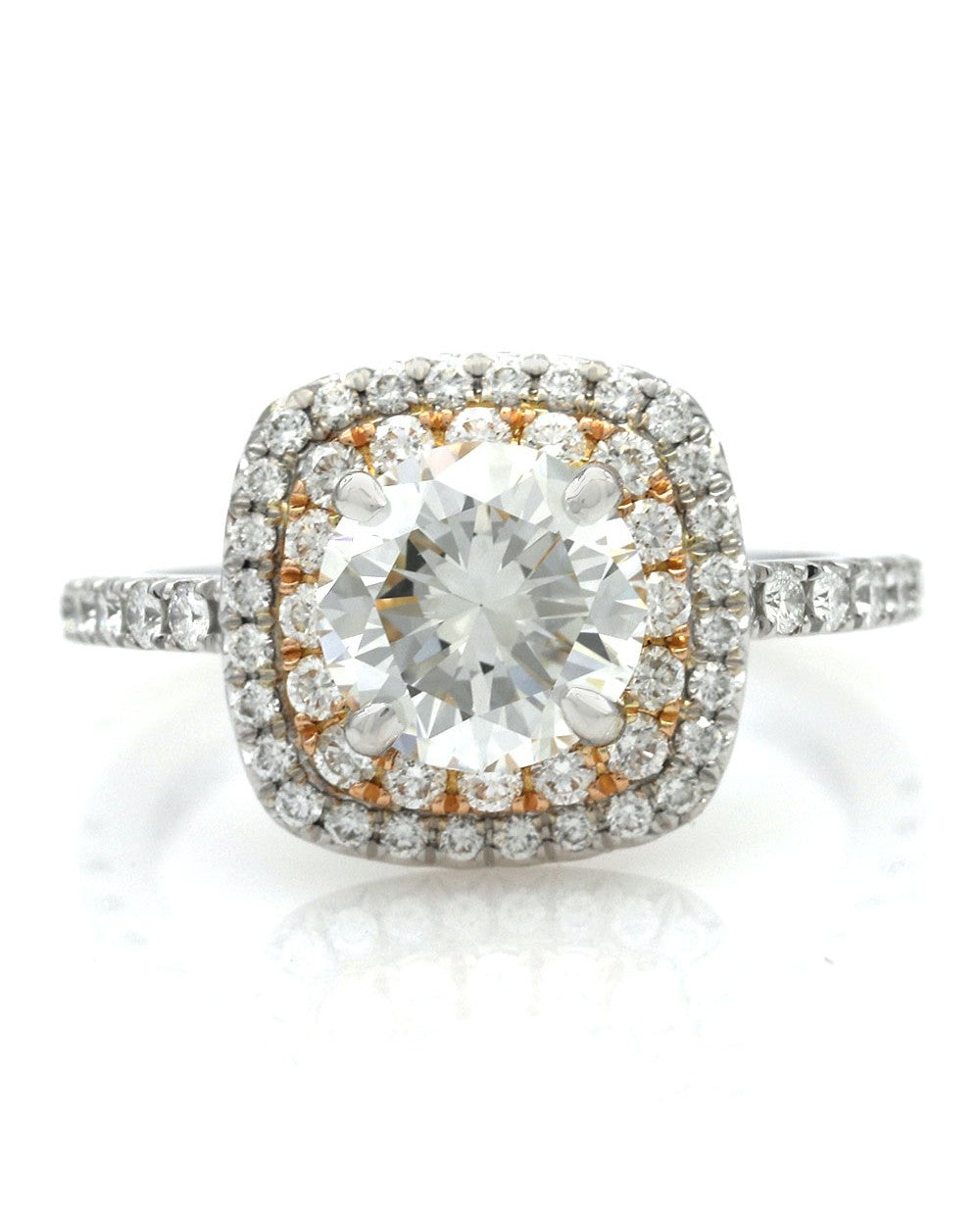 GIA Certified Round Brilliant Cut Diamond Engagement Ring Set in 18KW/R