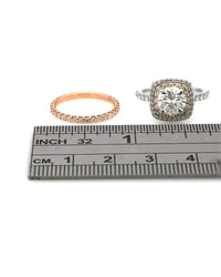 GIA Certified Round Brilliant Cut Diamond Engagement Ring Set in 18KW/R
