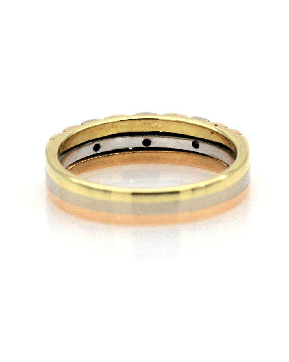 3 Row Diamond Band in Tri Color Gold