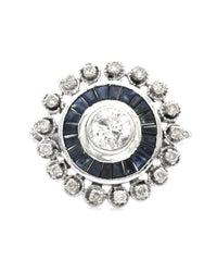 Sapphire and Diamond Double Halo Ring