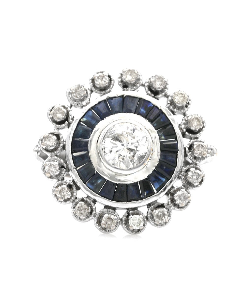 Sapphire and Diamond Double Halo Ring