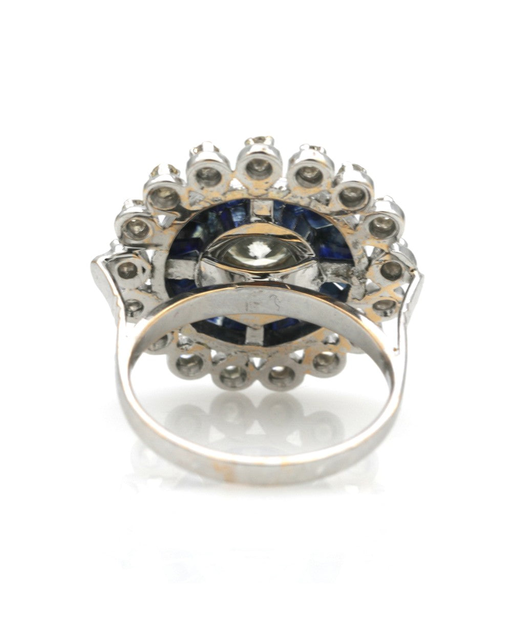 Sapphire and Diamond Double Halo Ring