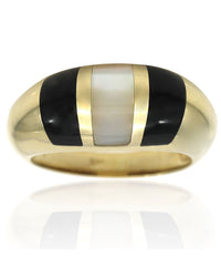 Black Onyx and Mother of Pearl Dome Ring