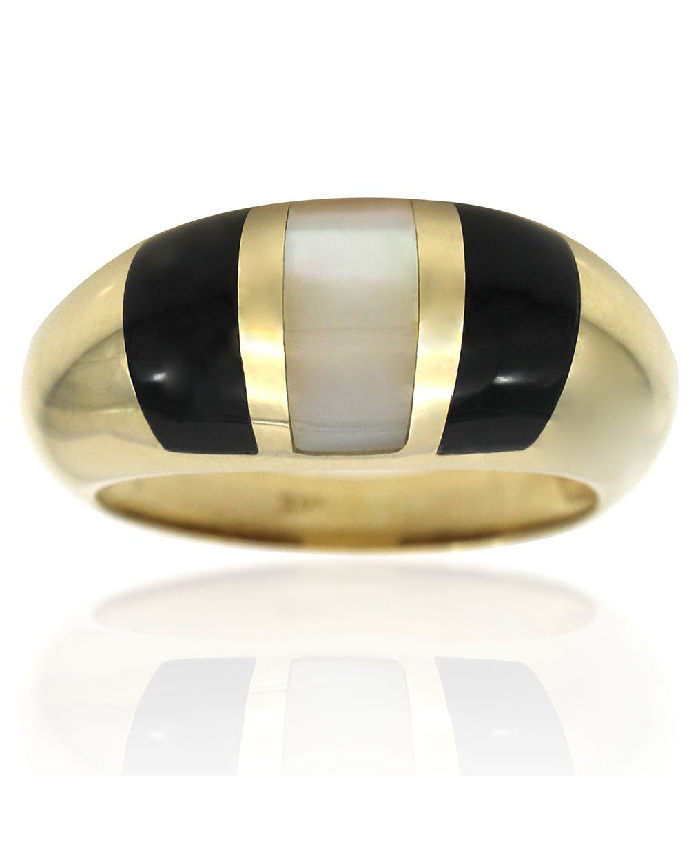Black Onyx and Mother of Pearl Dome Ring